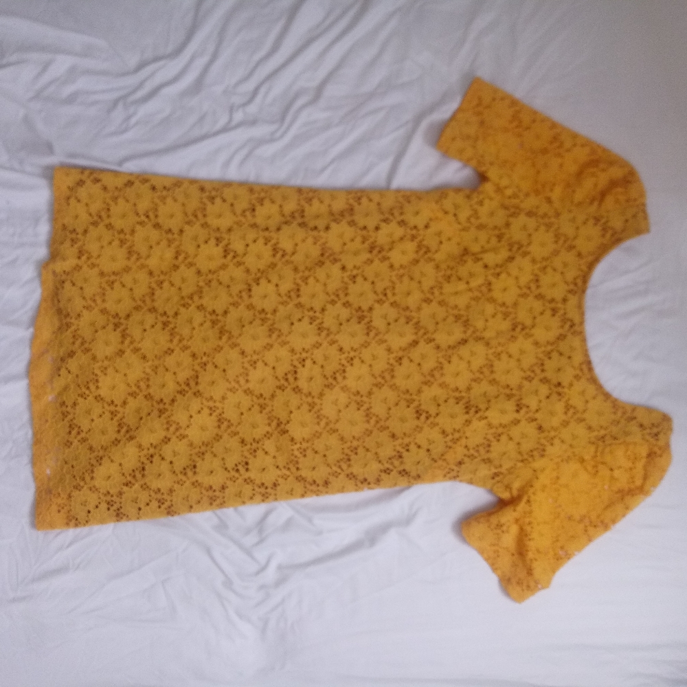 Mustard lace mini dress